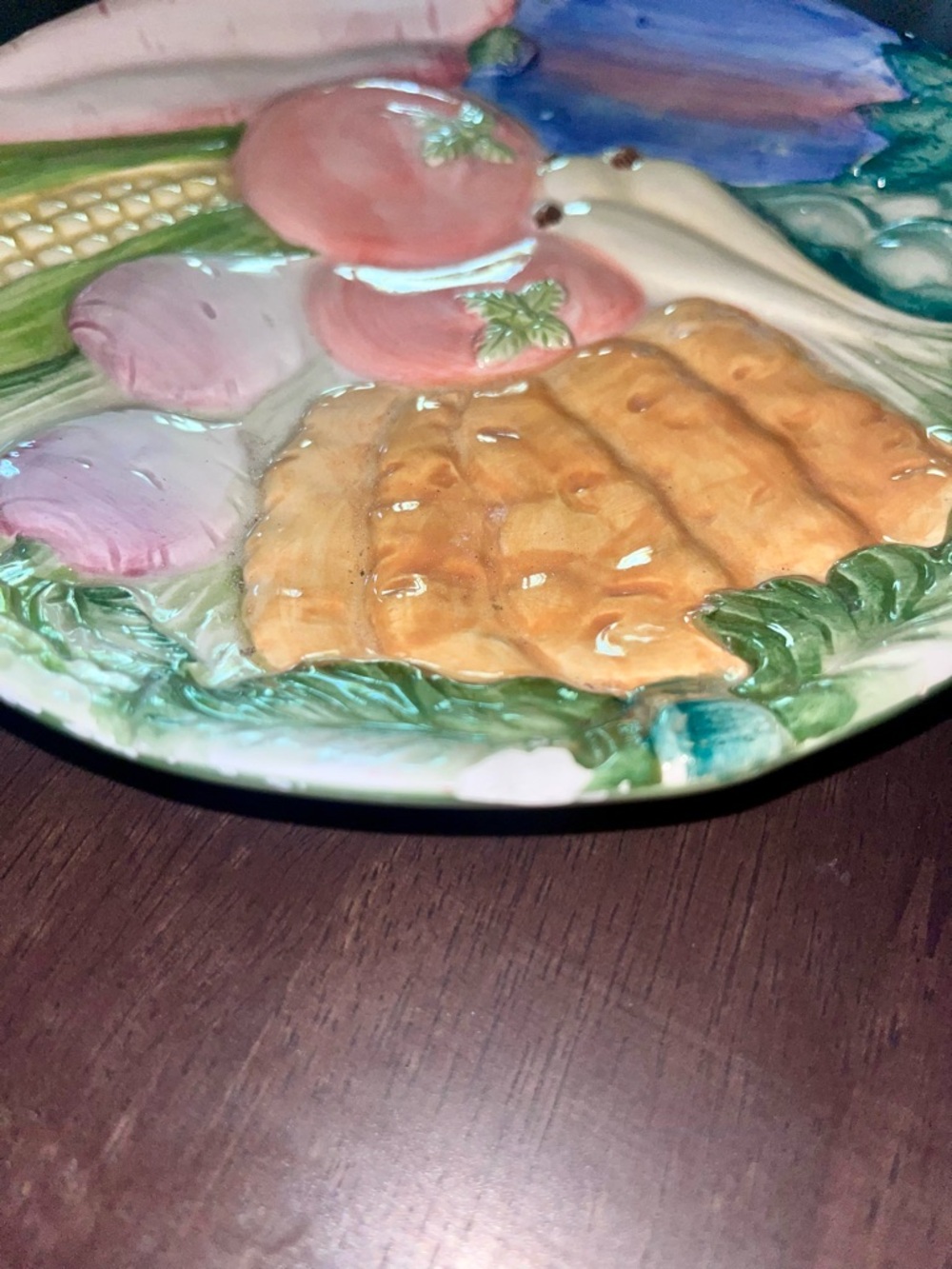 Vintage 1996 Fitz&Floyd pygmalion cabbage leaf canapé plate | hand painted - Picture 4 of 9